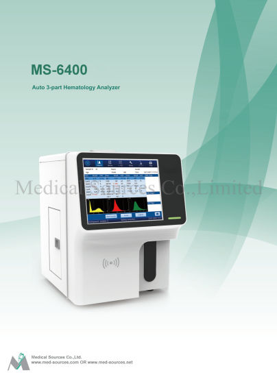 Analyseur d'hématologie de test sanguin diff en 3 parties complètement automatique Ms-6400