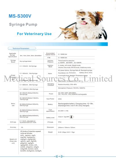 (MS-S300V) Pompe d'injection / seringue portable / vétérinaire / médicale / hôpital / clinique / animale
